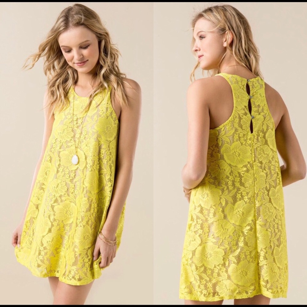 Size L -Yellow lace shift dress from Francesca’s